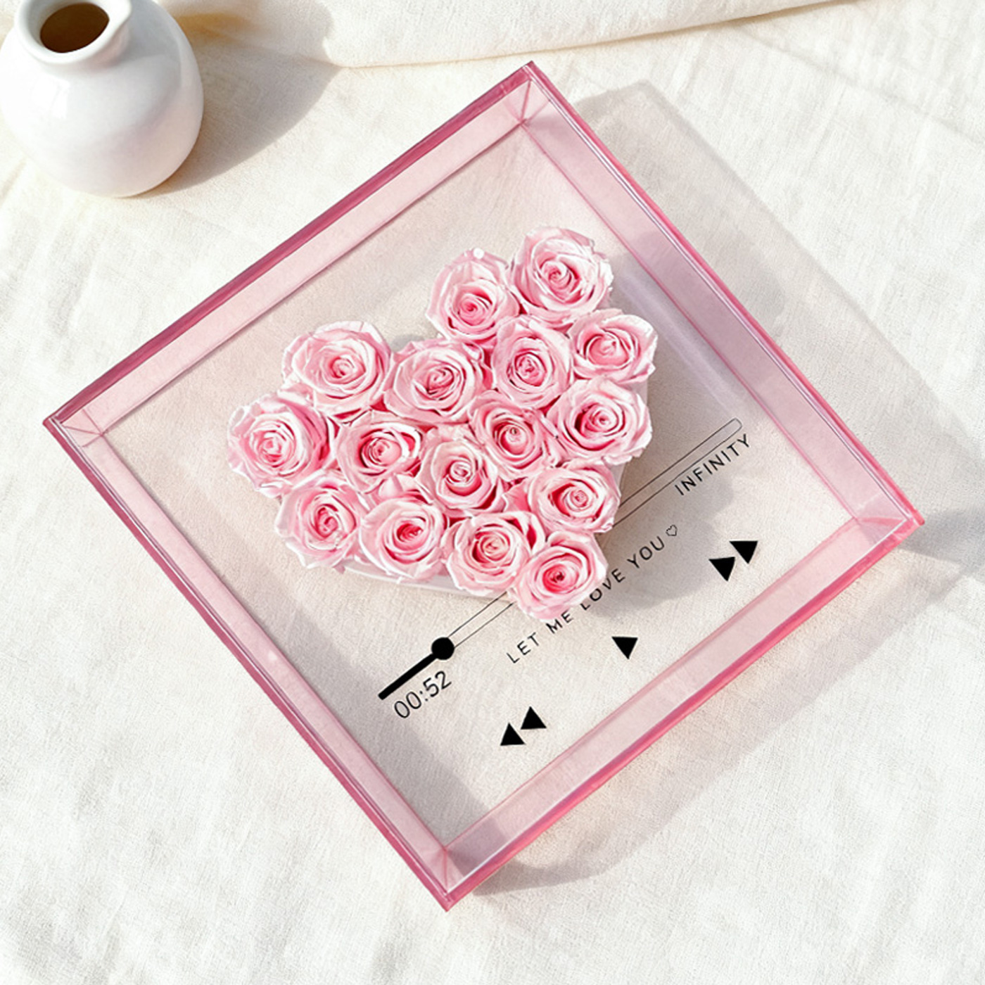 永生花仿真手提花盒求婚圣诞情人节礼盒亚克力花盒透明花艺包装盒
