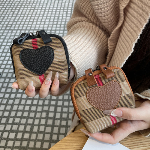 慕趣真皮迷你拉链钥匙零钱包