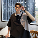 POLO衬衫领T恤夏装新款男装宽松港风男士短袖T恤DX23111P55，男装T恤，电商A031-1