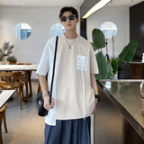 麂皮绒T恤夏装新款男装宽松港风男士短袖T恤DX2316P45，男装T恤，电商A031-1