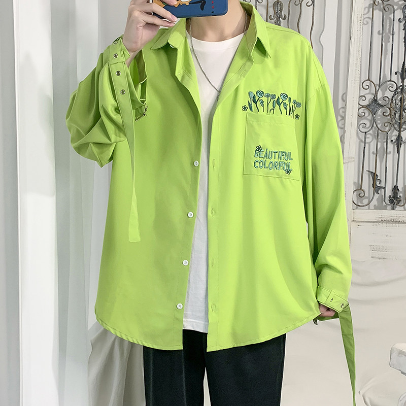 绣花衬衫22春装新款大码宽松男士长袖衬衫GK08P55,男装衬衫,电商A031-1