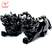 豪8印象K2940翡翠墨翠貔貅摆件 a货翡翠原石玉石貔貅摆件一对