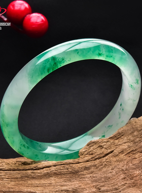 豪8印象翡王妃F325028F137非洲翠手镯圈口52.5mm冰种绿飘花玉手镯