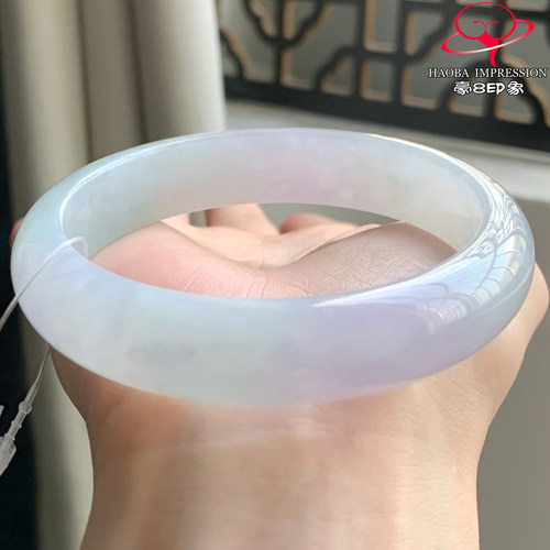 豪8印象W261000W182翡翠手镯圈口59.4天然冰种春彩粉紫浅绿玉手镯