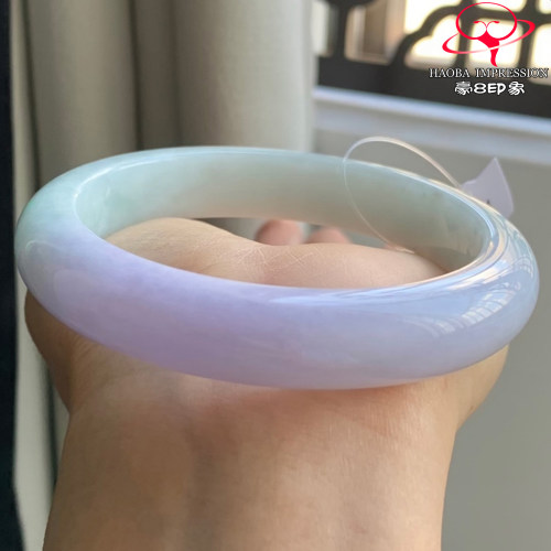 豪8印象W26080W724天然A货翡翠圈口57.4糯种春彩紫罗兰正圈玉手镯