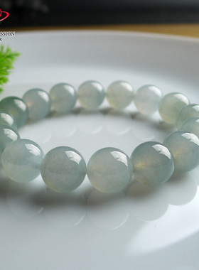 豪8印象手镯之家Z26260Z163翡翠手链天然缅甸冰种浅绿玉佛珠手串