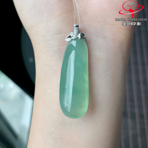 豪8印象P26228P2139翡翠福瓜吊坠天然冰种晴绿缅甸玉福禄寿挂件