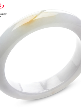 豪8印象X26076X124翡翠手镯圈口54.1天然冰糯种冰白带黄翡玉镯a货