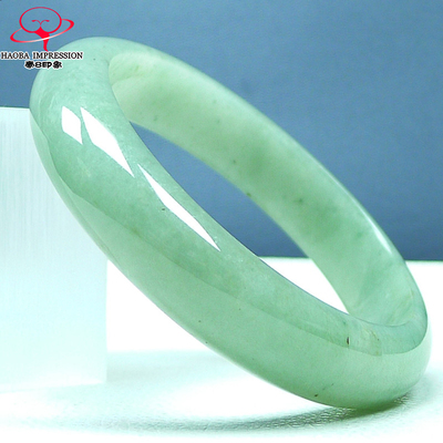 豪8印象L26060L252翡翠手镯圈口59.5mm冰糯种天然缅甸a货果绿玉镯