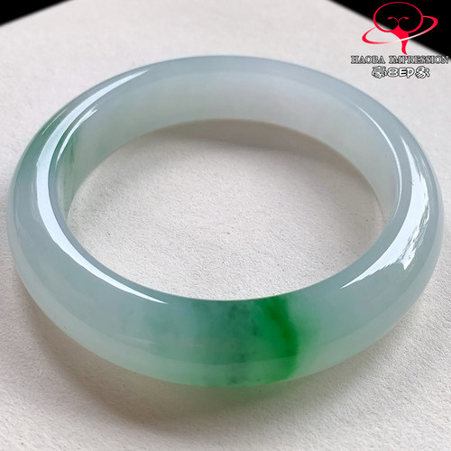 豪8印象V263000V2428翡翠手镯圈口55.5天然冰种阳绿飘花缅甸玉镯