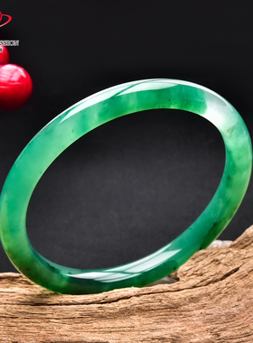 豪8印象翡王妃F125005F147非洲翠手镯圈口55.1mm冰种绿飘花玉手镯