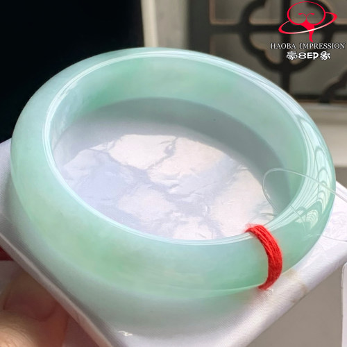 豪8印象W26480W312翡翠手镯圈口59天然冰糯种晴底飘绿缅甸玉手镯