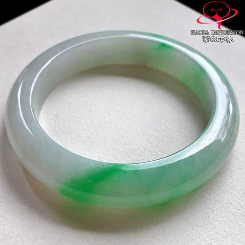 豪8印象V26480V2315翡翠手镯圈口53.7天然冰糯种阳绿缅甸玉手镯