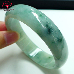 豪8印象L26100L162翡翠手镯圈口62.0mm天然冰糯种绿飘花缅甸玉镯