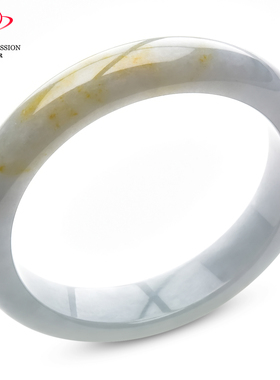 豪8印象P26018P417翡翠手镯圈口54.8mm冰糯种浅绿黄翡缅甸玉镯a货