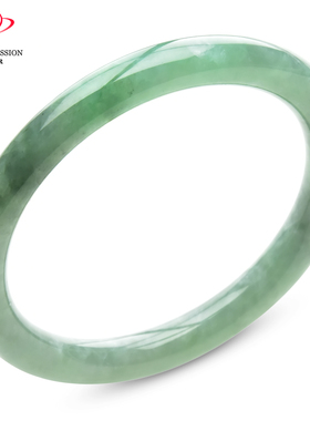 豪8印象手镯之家S325028Y384翡翠圆条手镯圈口55.0mm缅甸豆绿玉镯