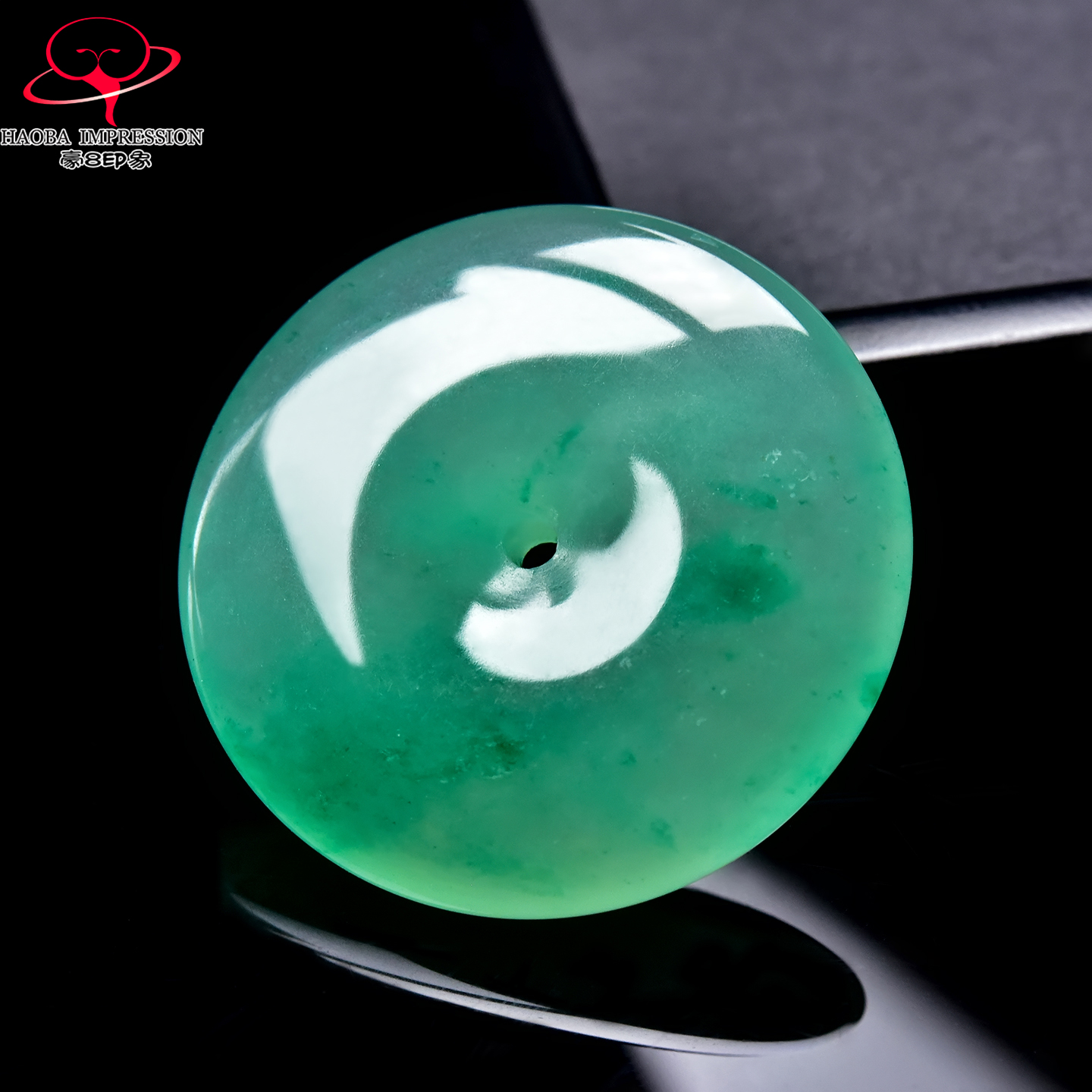 豪8印象翡王妃F25009F178非洲翠平安扣吊坠冰种绿飘花玉古环挂件