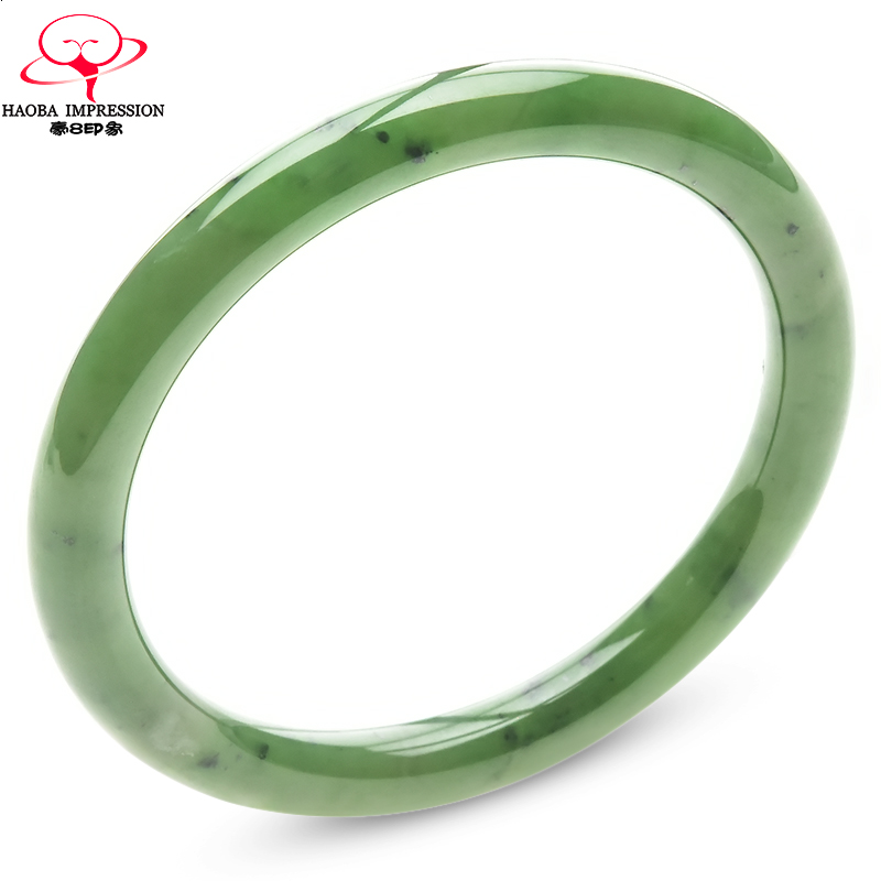 豪8印象·手镯之家T1-296和田碧玉手镯圈口55.0mm菠菜绿圆条玉镯