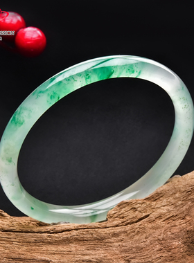 豪8印象翡王妃F325028F106非洲翠手镯圈口62.1mm冰种绿飘花玉手镯