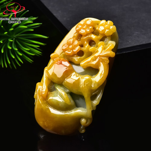 豪8印象手镯之家G26070G207翡翠一鹿有你吊坠天然冰糯种黄翡挂件