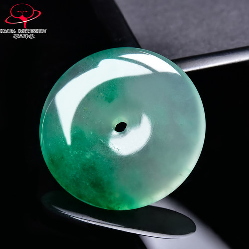 豪8印象翡王妃F25012F169非洲翠平安扣吊坠冰种绿飘花玉古环挂件