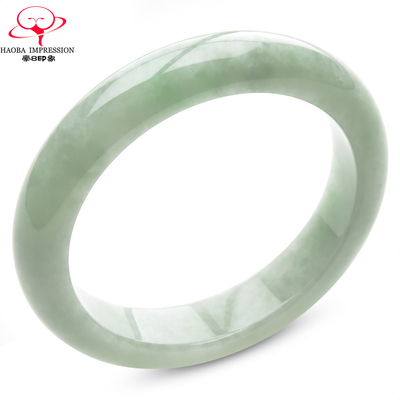 豪8印象P26048P266翡翠手镯圈口54.3mm冰糯种淡绿天然缅甸玉镯