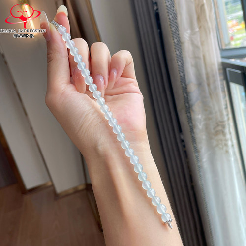 豪8印象P979玻璃种翡翠珠链/手链/手串6.8/26颗天然缅甸玉石珠子