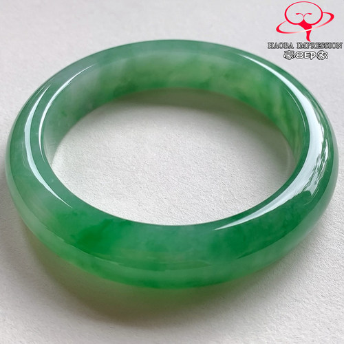 豪8印象V263980V2393翡翠手镯圈口56.5天然冰种阳绿缅甸玉手镯a货