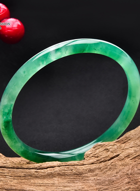 豪8印象翡王妃F125005F113非洲翠手镯圈口55.0mm冰种绿飘花玉手镯