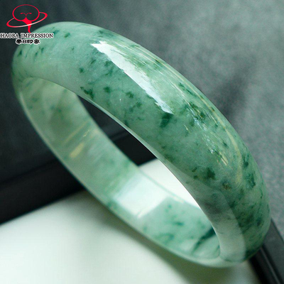 豪8印象L26128L138翡翠手镯圈口63.0mm天然缅甸冰糯种绿飘花玉镯