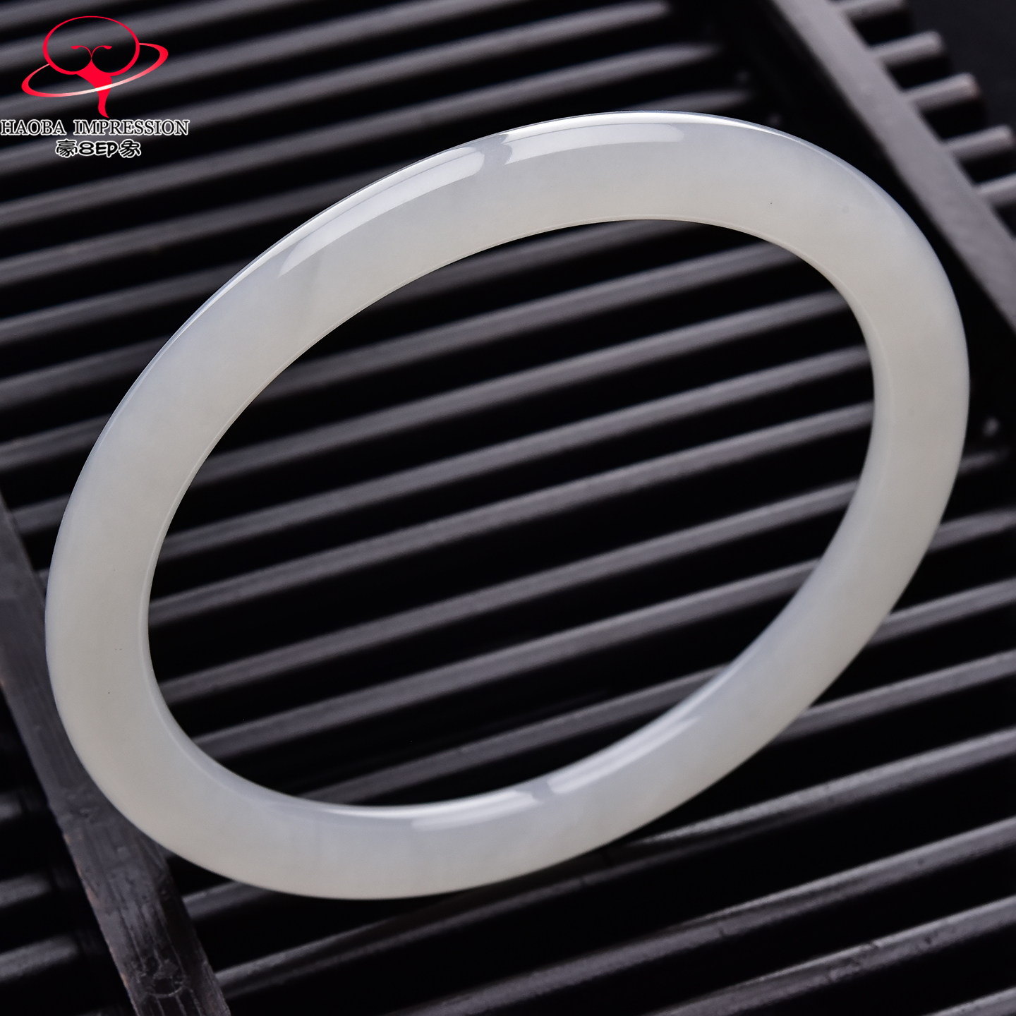 豪8印象·手镯之家T3-184和田玉白玉手镯圈口58.3mm天然圆条玉镯