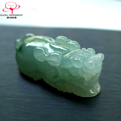 豪8印象手镯之家Z26020Z452翡翠貔貅吊坠冰糯种浅绿玉霸貔貅挂件