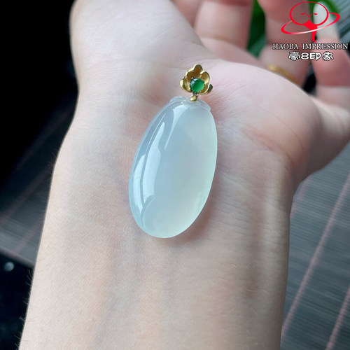豪8印象P26038P2897翡翠福瓜吊坠天然冰种白月光玉福禄寿挂件