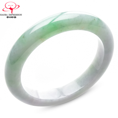 豪8印象手镯之家S1225128Y139翡翠手镯圈口55.7mm白底带绿玉镯