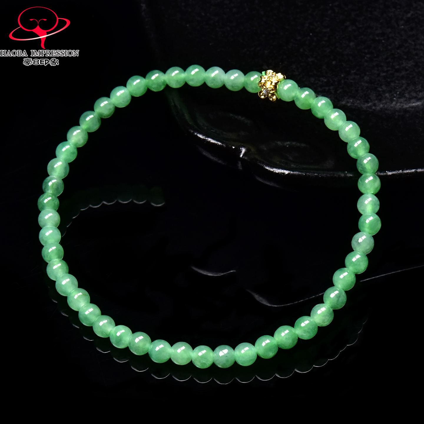 豪8印象手镯之家M25040M501翡翠手链天然缅甸a货阳绿玉手串珠链