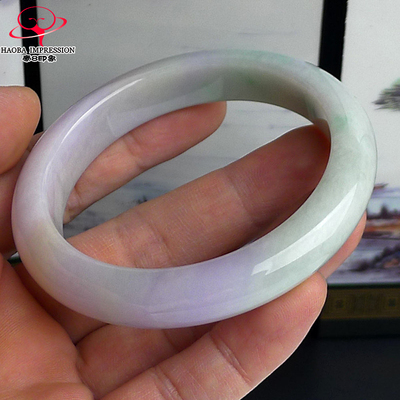 豪8印象手镯之家Z26100Z217翡翠手镯圈口58.0mm天然春彩缅甸玉镯