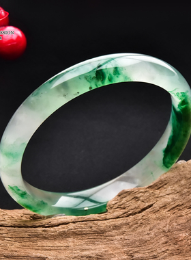 豪8印象翡王妃F225018F114非洲翠手镯圈口56.8mm冰种绿飘花玉手镯