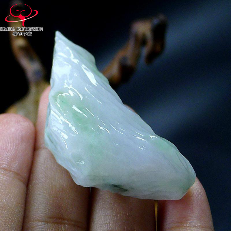 豪8印象Z26018Z477翡翠原石吊坠天然冰糯种绿飘花明料玉挂件