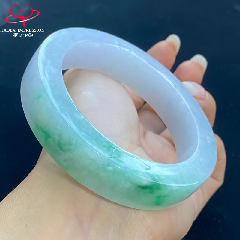 豪8印象珠宝翡翠手镯之家SZB003-12551阳绿镯胚55-57私人定制带证