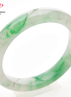 豪8印象.翡王妃F325028F103非洲翠手镯圈口61.0mm冰种飘绿玉镯子