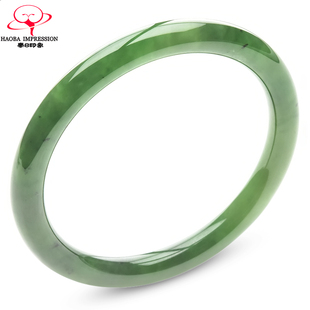 豪8印象·手镯之家T1 271和田碧玉手镯圈口56.3mm菠菜绿圆条玉镯