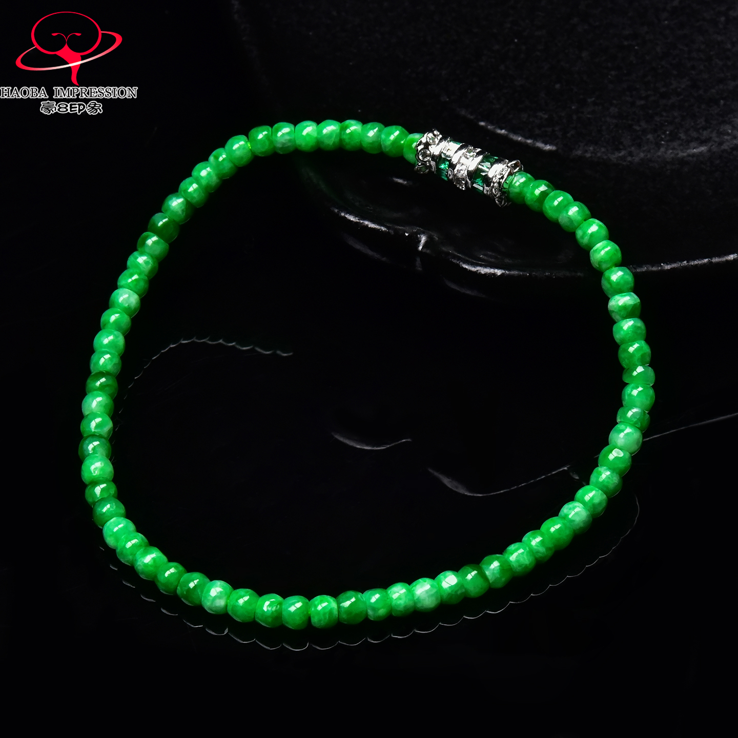 豪8印象手镯之家M25048M482翡翠手链天然缅甸a货豆绿玉手串珠链