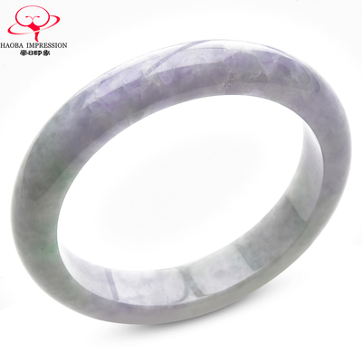 豪8印象P26005P610翡翠手镯圈口54.9mm天然缅甸a货淡紫淡绿玉镯子