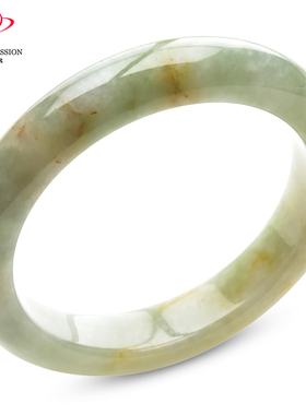 豪8印象手镯之家S225018Y559翡翠手镯圈口50.9mm天然淡绿洒金玉镯