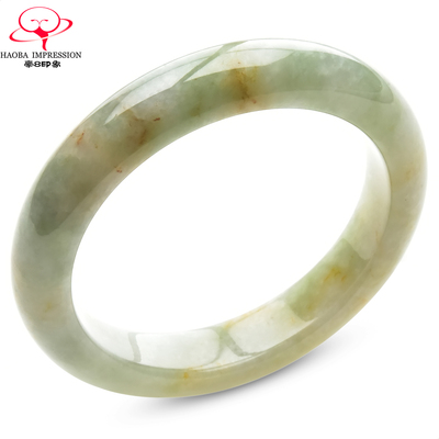 豪8印象手镯之家S225018Y559翡翠手镯圈口50.9mm天然淡绿洒金玉镯