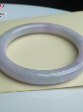 豪8印象L26090L198翡翠圆条手镯圈口55.0mm天然冰糯种粉紫玉镯子