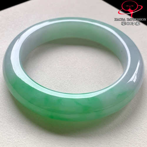 豪8印象V262600V2440翡翠手镯圈口55天然冰糯种阳绿缅甸玉手镯a货