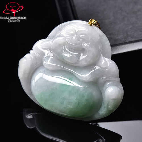 豪8印象手镯之家H25010Y929翡翠笑佛吊坠缅甸A货带翠玉佛公挂件