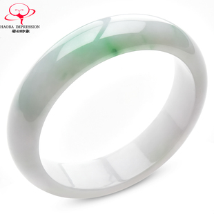 豪8印象·手镯之家M218翡翠手镯内径58.9mm天然白底带阳绿玉镯