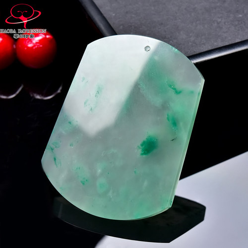 豪8印象翡王妃F25030F277非洲翠无事牌吊坠冰种绿飘花许愿牌挂件